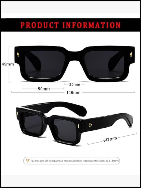 Square Thick Frame Sunglasses Chunky Rectangle Composite main image 4